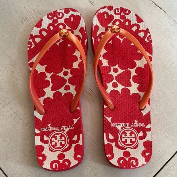 Tory Burch Red  Flip Flops Size 7 - Picture 2 of 4